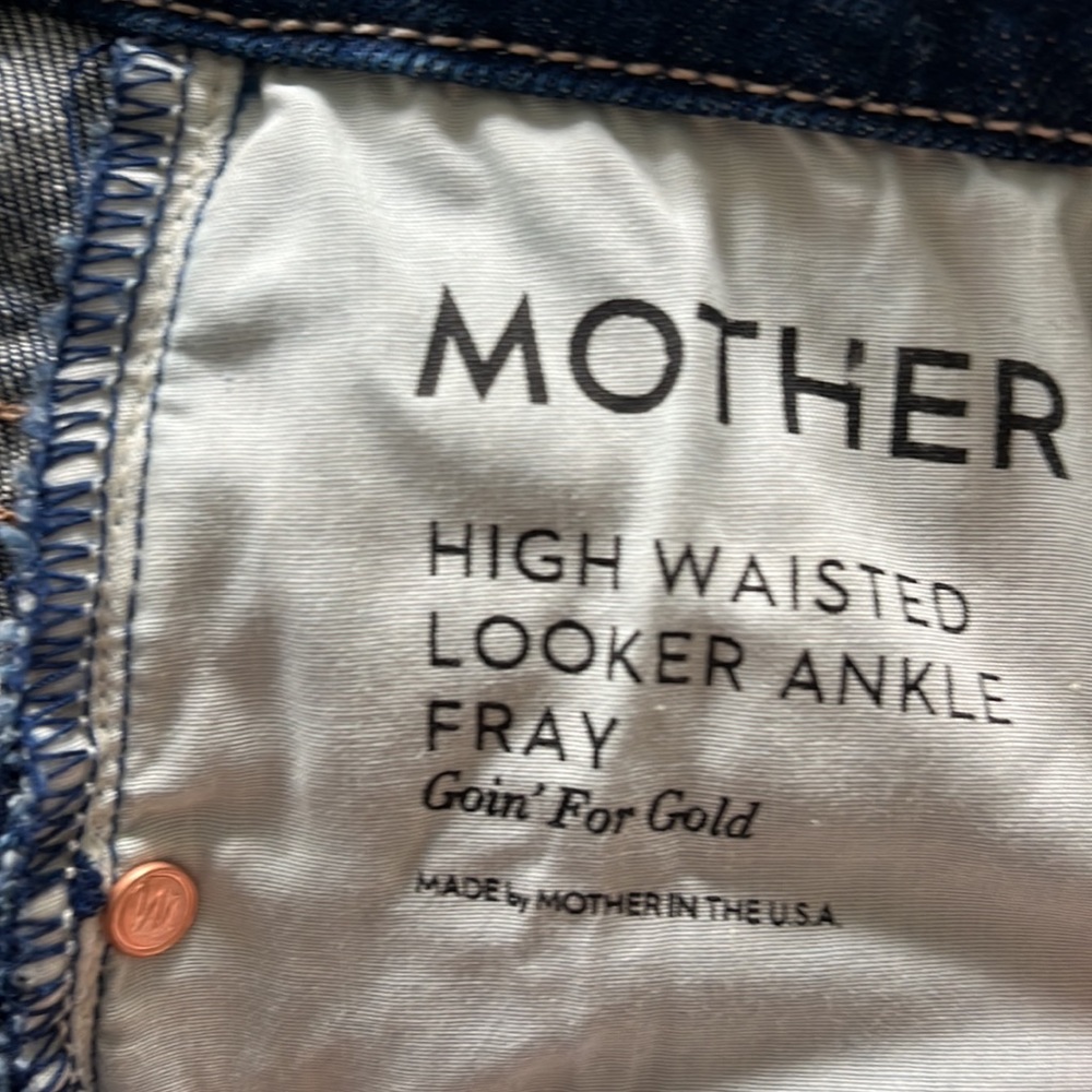 Mother Denim style High Waisted Looker Ankle Fray Goin’ For Gold - Picture 5 of 6